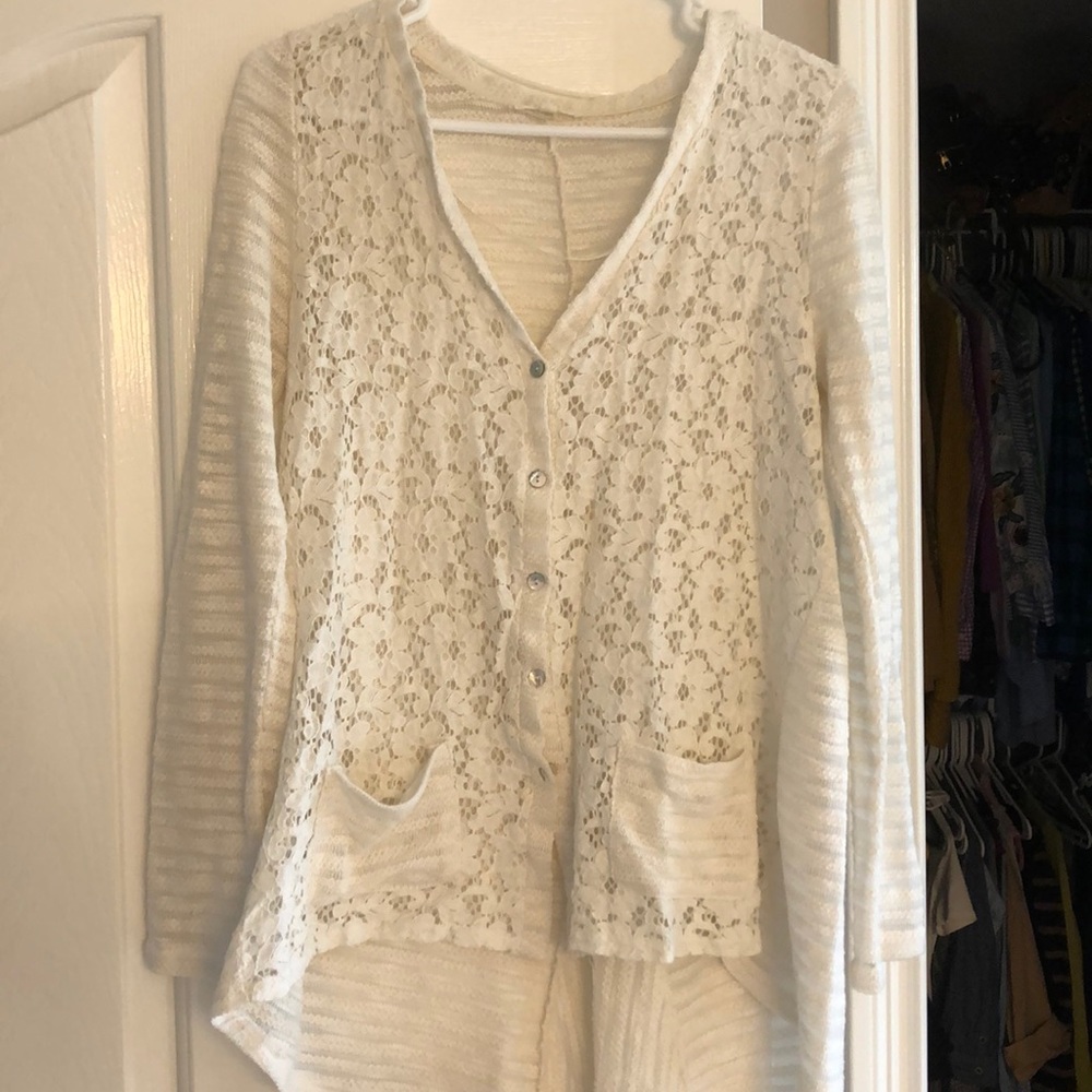 Cream lace altard state cardigan